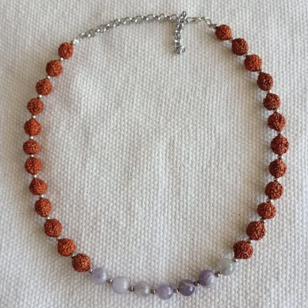 CSR-6 Collar regulable de rudraksha y amatista